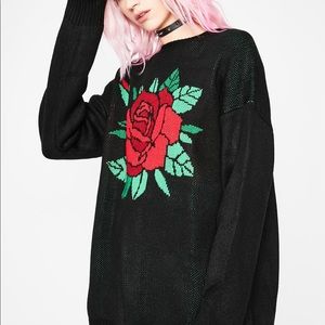 Dolls Kill Current Mood rose/ black sweater dress